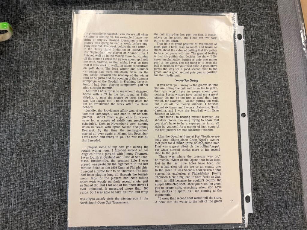 BEN HOGAN ICONIC GOLF PLAYER AUTOGRAPHED MAGAZINE PAGE CIRCA 1940'S - 7