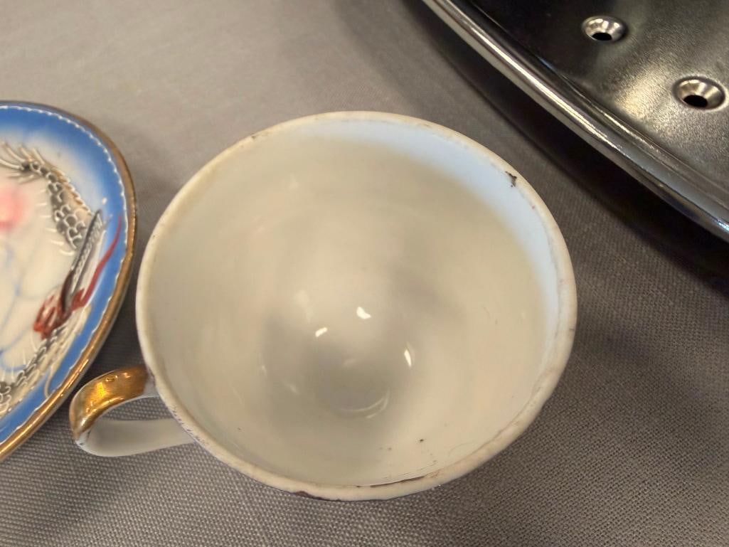 1950'S JAPANESE MORIAGE DRAGONWARE DEMITASSE CUPS AND SAUCERS - 10