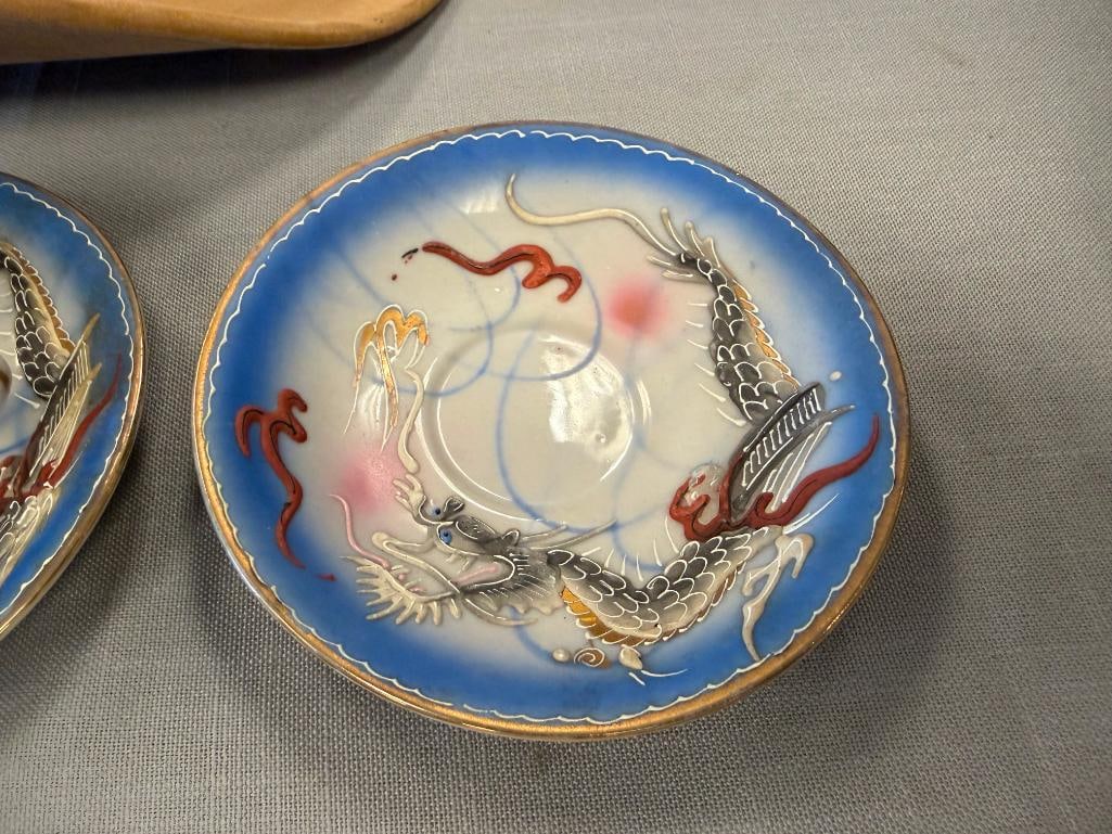 1950'S JAPANESE MORIAGE DRAGONWARE DEMITASSE CUPS AND SAUCERS - 12