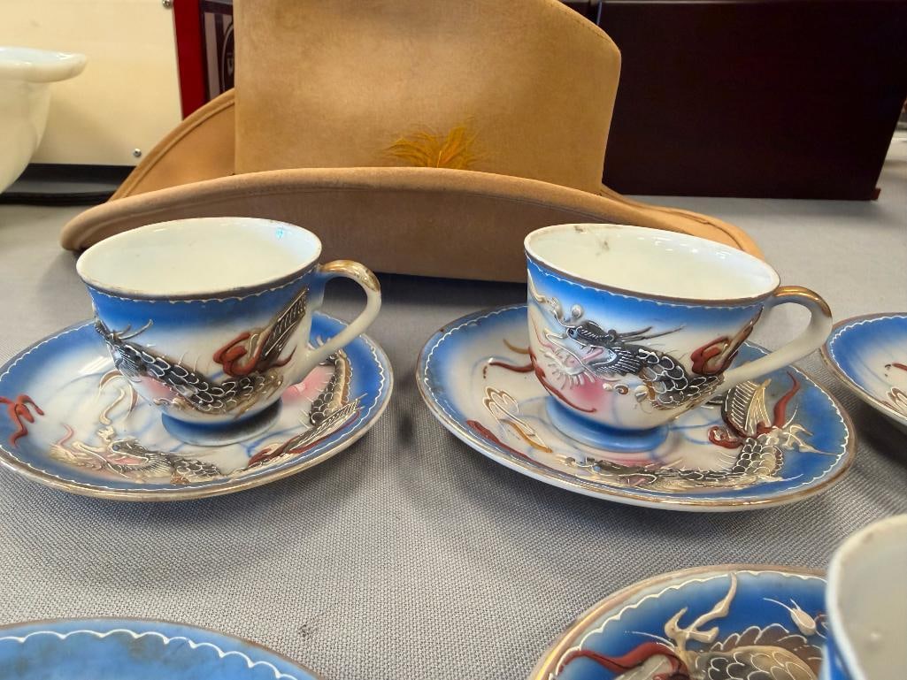1950'S JAPANESE MORIAGE DRAGONWARE DEMITASSE CUPS AND SAUCERS - 13