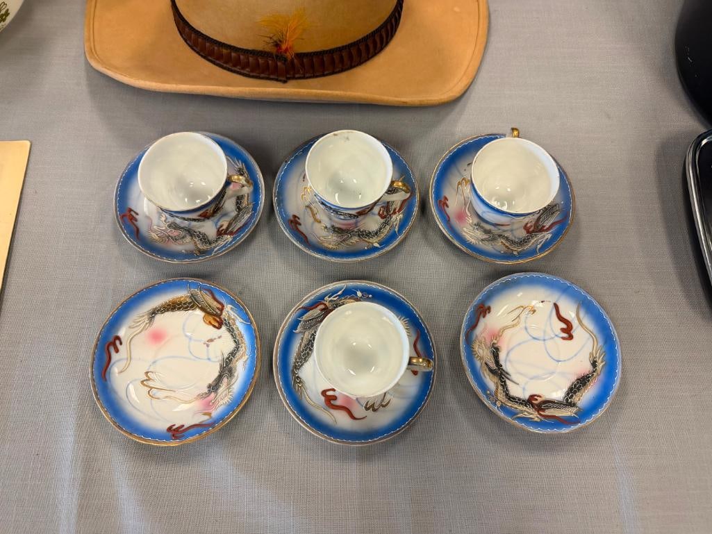 1950'S JAPANESE MORIAGE DRAGONWARE DEMITASSE CUPS AND SAUCERS - 14