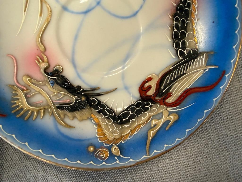 1950'S JAPANESE MORIAGE DRAGONWARE DEMITASSE CUPS AND SAUCERS - 4