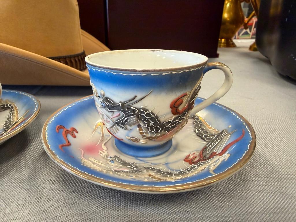 1950'S JAPANESE MORIAGE DRAGONWARE DEMITASSE CUPS AND SAUCERS - 6