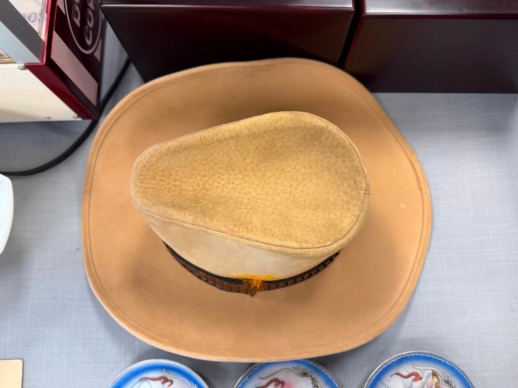 STETSON 3X BEAVER FELT WESTERN HAT SIZE 7 3/8 - 3