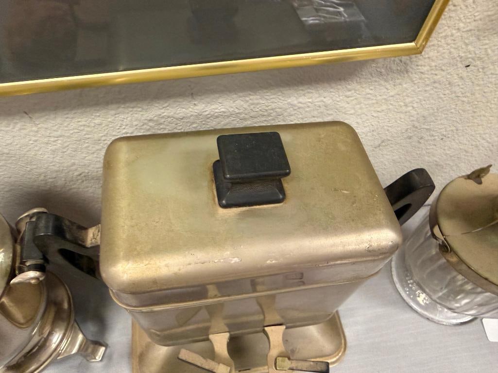 THREE VINTAGE KITCHEN APPLIANCES EDICRAFT SIPHONATOR, ELECTRIC WAFFLE IRON, AND PERCOLATOR - 18