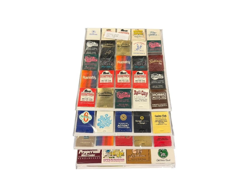OVER 120 COLLECTIBLE MATCHBOOKS FROM CASINOS, RESTAURANTS, HOTELS, ETC.: INCLUDES MATCHBOOKS FROM TAHOE BILTMORE, PIONEER HOTEL, SILVER CLUB, CASINO CLUB, TOURIST LIQUOR, AND MANY OTHERS, 