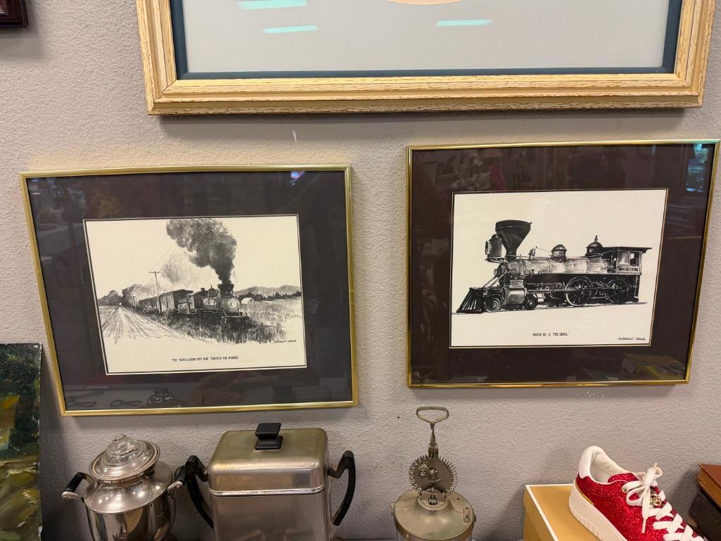 ANDREW SAAR NEVADA ARTIST LOCOMOTIVE BLACK AND WHITE PRINTS - 2