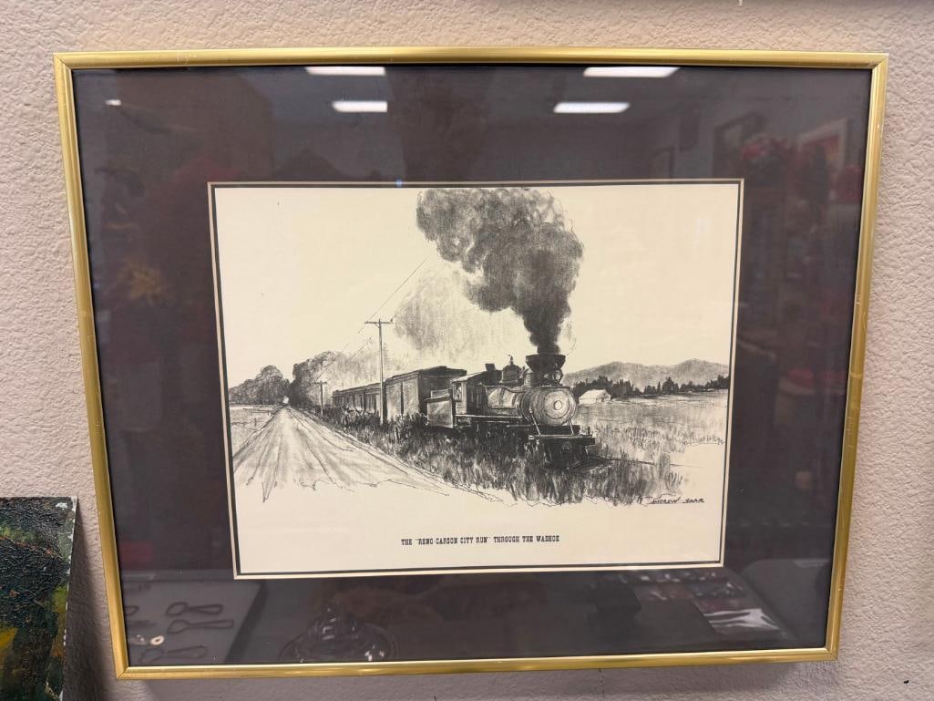 ANDREW SAAR NEVADA ARTIST LOCOMOTIVE BLACK AND WHITE PRINTS - 9