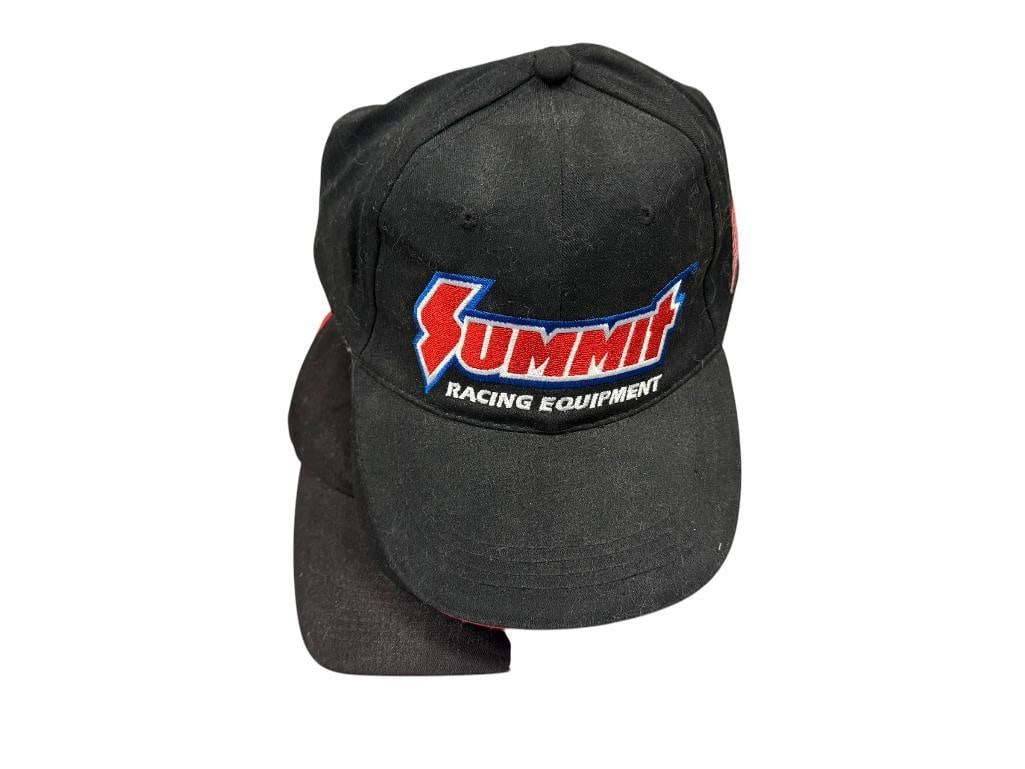 TEN ASSORTED BALL CAPS SPIRITS AND AUTOMOBILE THEME BUD LIGHT, 1800 TEQUILA, NASCAR, SUMMIT RACING: ALL SNAP BACK OR STRAP ADJUSTABLE