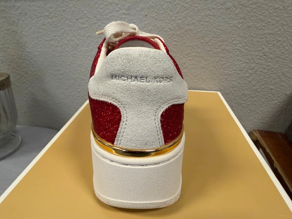 MICHAEL KORS WOMENS DESIGNER SNEAKERS DOTTIE LACE UP GLITTER LEATHER SIZE 7.5 NEW IN THE BOX - 11