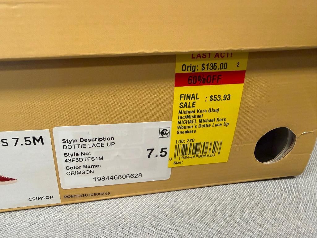 MICHAEL KORS WOMENS DESIGNER SNEAKERS DOTTIE LACE UP GLITTER LEATHER SIZE 7.5 NEW IN THE BOX - 8