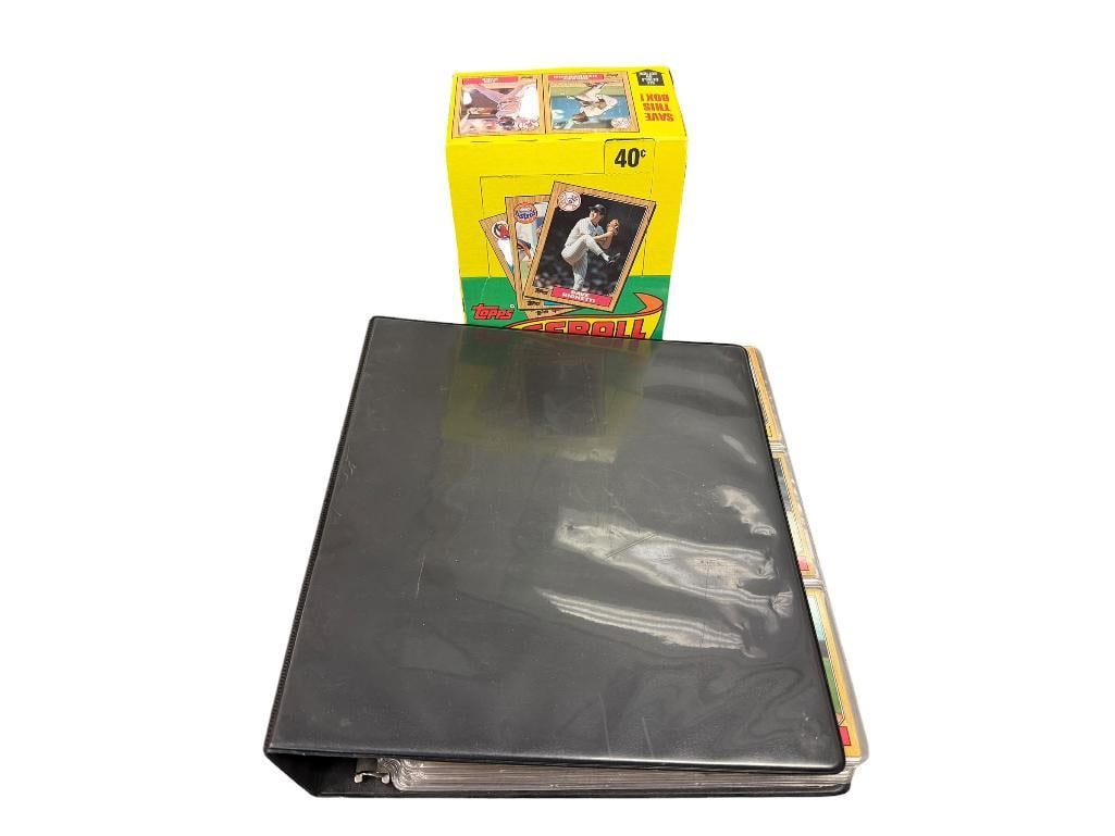 COMPLETE BOX OF 1987 TOPPS BUBBLE GUM WAX PACKS 36 PACKS TOTAL PLUS 198'S-1990'S LOOSE CARDS: INCLUDES 1987 TOPPS, 1992 FLEER, 1987 FLEER, AND 1992 DONRUSS, INCLUDES FEW STAR CARDS, WAX PACKS HAVE BEEN OPEN, BUT APPEAR TO BE COMPLETE PACKS, MOST WITH ORIGINAL GUM