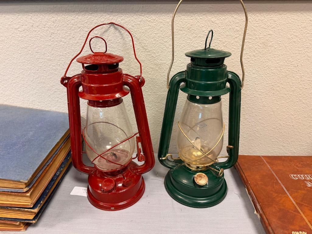 TWO VINTAGE STYLED DECORATIVE RAILROAD LANTERN - 2