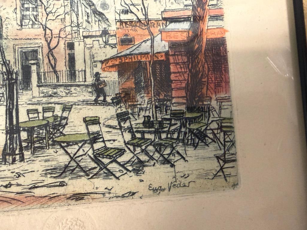 EUGENE-LOUIS VEDER FRENCH ARTIST HAND COLORED ETCHINGS STAMPED MUSEE LOUVRE CHALCOGRAPHIE - 5
