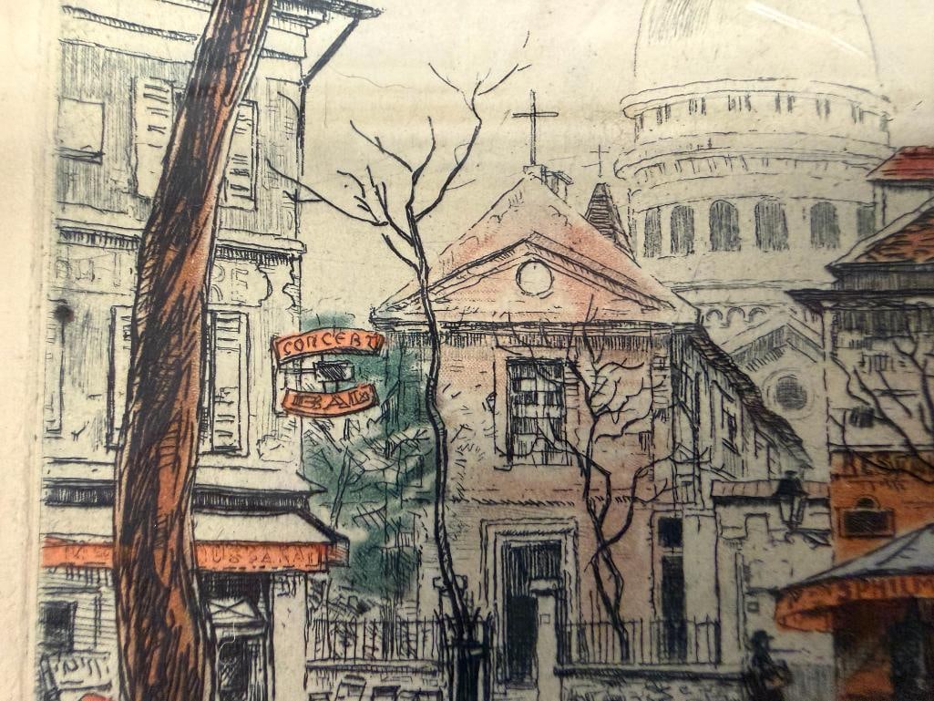 EUGENE-LOUIS VEDER FRENCH ARTIST HAND COLORED ETCHINGS STAMPED MUSEE LOUVRE CHALCOGRAPHIE - 6