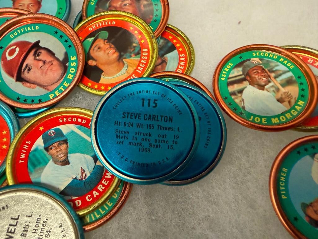 1971 TOPPS METAL BASEBALL COINS COLLECTIONS OVER 20 COINS PETE ROSE, FRANK ROBINSON, PHIL NIEKRO - 7