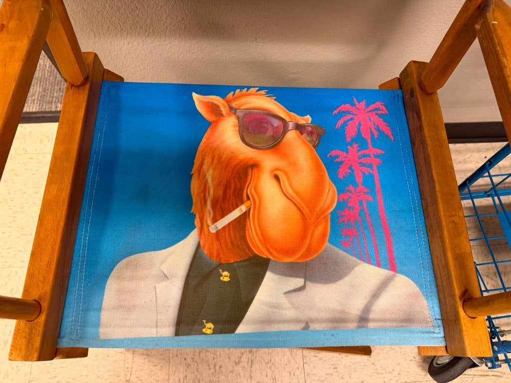 JOE CAMEL "DIRTY" CAMEL CIGARETTES PROMOTIONAL FOLDING WOODEN DIRECTOR'S CHAIR - 4