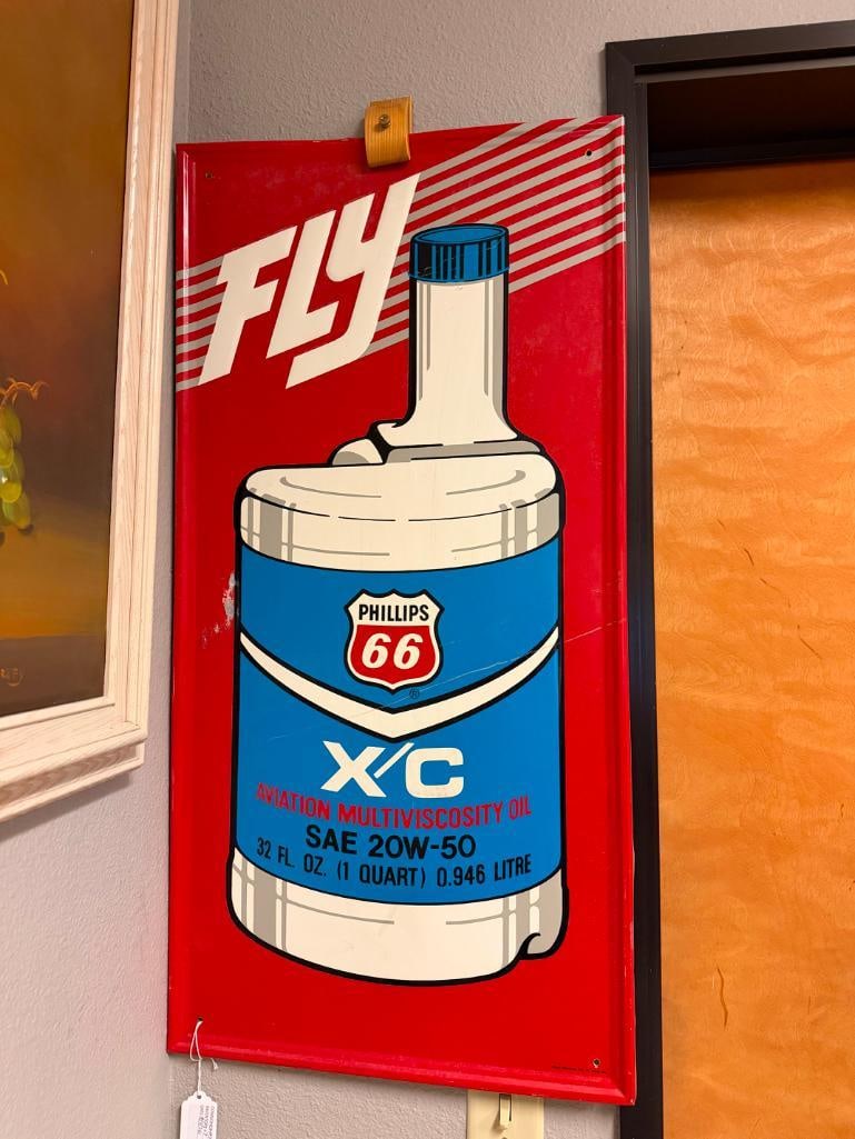 VINTAGE STUART INDUSTRIES INC. PHILLIPS 66 X/C AVIATION MULTIVISCOSITY SAE 20W-50 OIL METAL SIGN - 2