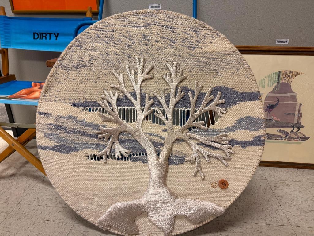 VINTAGE MID-CENTURY DON FREEDMAN LISTED ARTIST " TREE OF LIFE " WOVEN FIBER ART WALL HANGING - 2