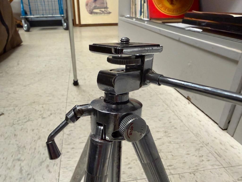 THREE PHOTOGRAPHY TRIPODS INCLUDING VIVITAR, SLIK 38T4, AND SUNSET JAPANESE MADE TRIPOD - 6