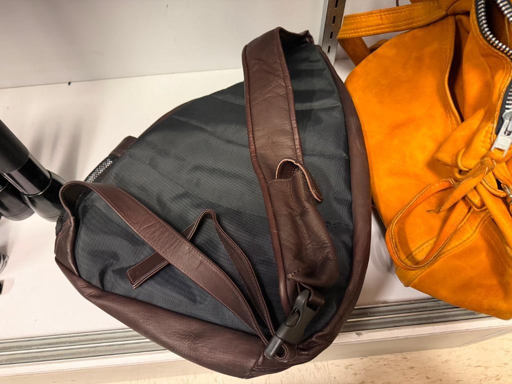 TWO LEATHER SHOULDER BAG BACKPACKS INCLUDING TAN AND DARK BROWN - 4