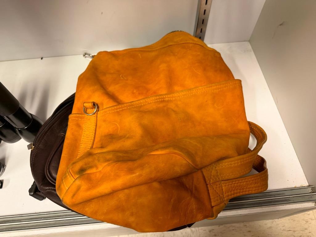 TWO LEATHER SHOULDER BAG BACKPACKS INCLUDING TAN AND DARK BROWN - 5