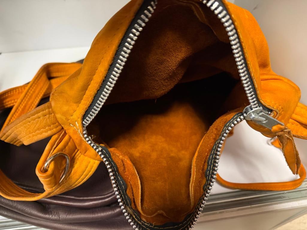 TWO LEATHER SHOULDER BAG BACKPACKS INCLUDING TAN AND DARK BROWN - 8