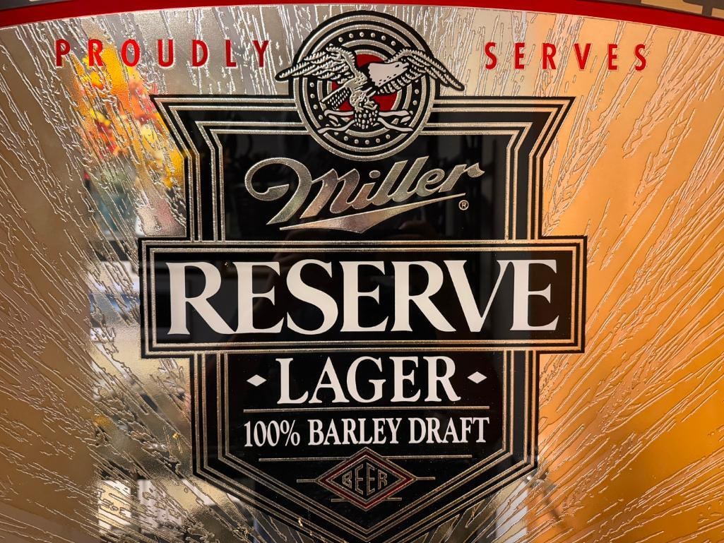 MILLER RESERVE LAGER " NEVADA PROUDLY SERVES " ADVERTISEMENT BEER SIGN BAR MIRROR - 4