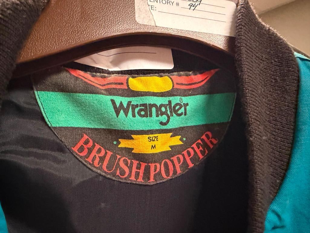 VINTAGE 1990'S WRANGLER BRUSHPOPPER BOMBER JACKET FEATURING TURQUOISE AZTEC PRINT - 3