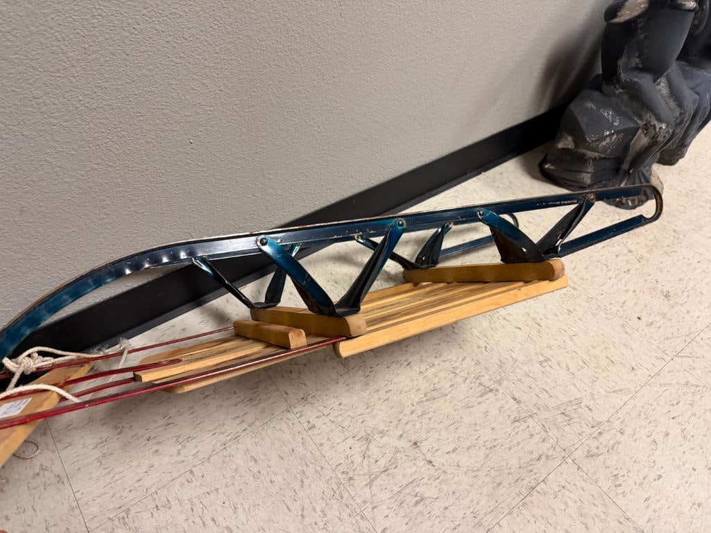 VINTAGE GLADDING CHAMPION FASTBACK SNOW SLED WITH FLOATING STEERING DESIGN - 10
