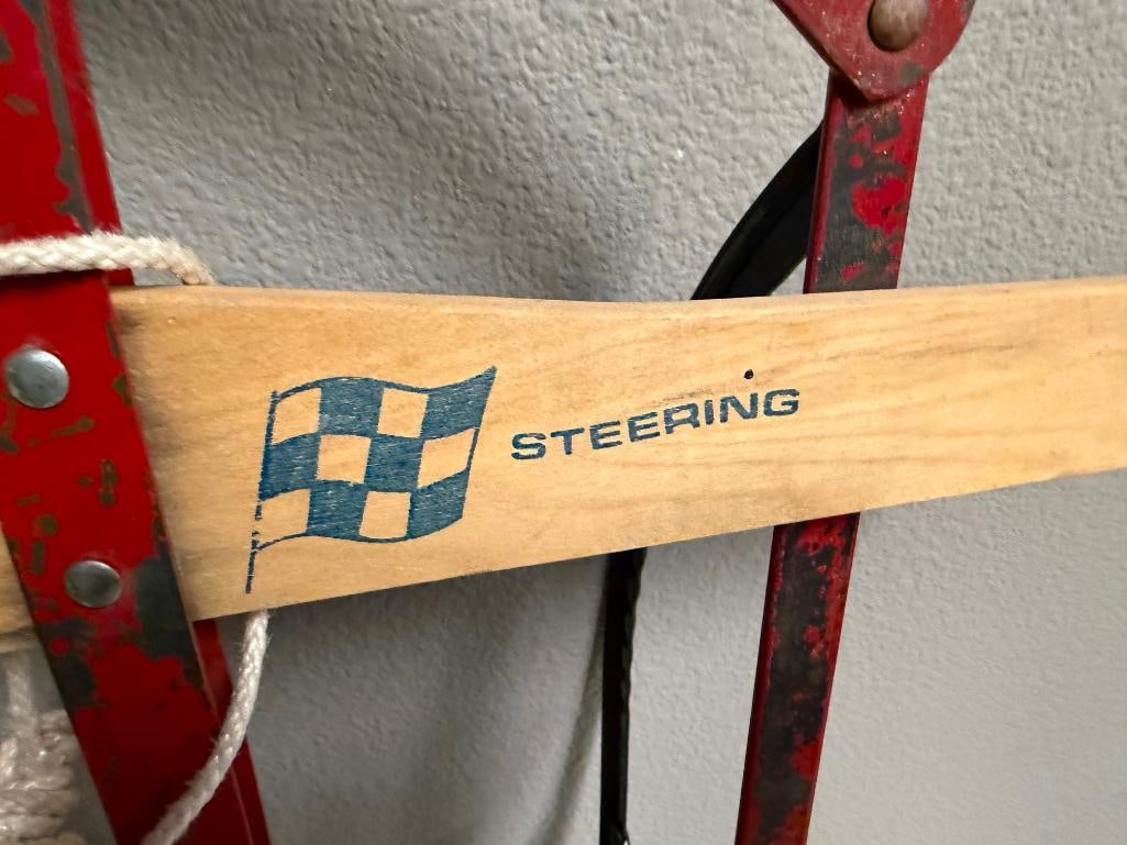 VINTAGE GLADDING CHAMPION FASTBACK SNOW SLED WITH FLOATING STEERING DESIGN - 6