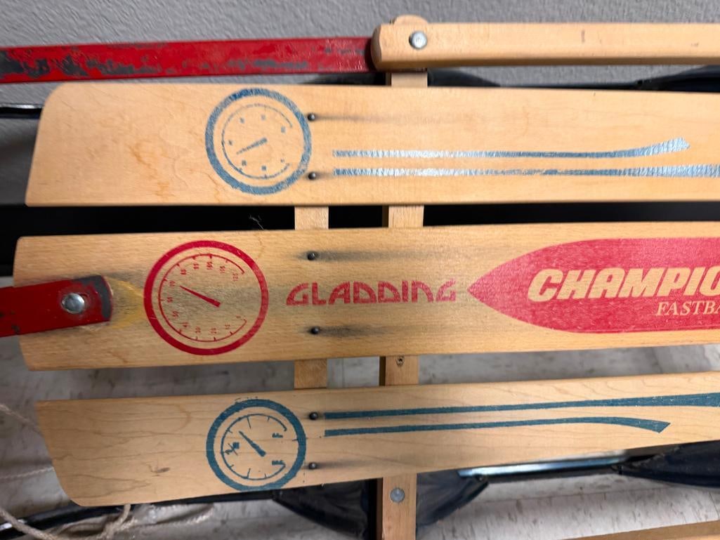 VINTAGE GLADDING CHAMPION FASTBACK SNOW SLED WITH FLOATING STEERING DESIGN - 9