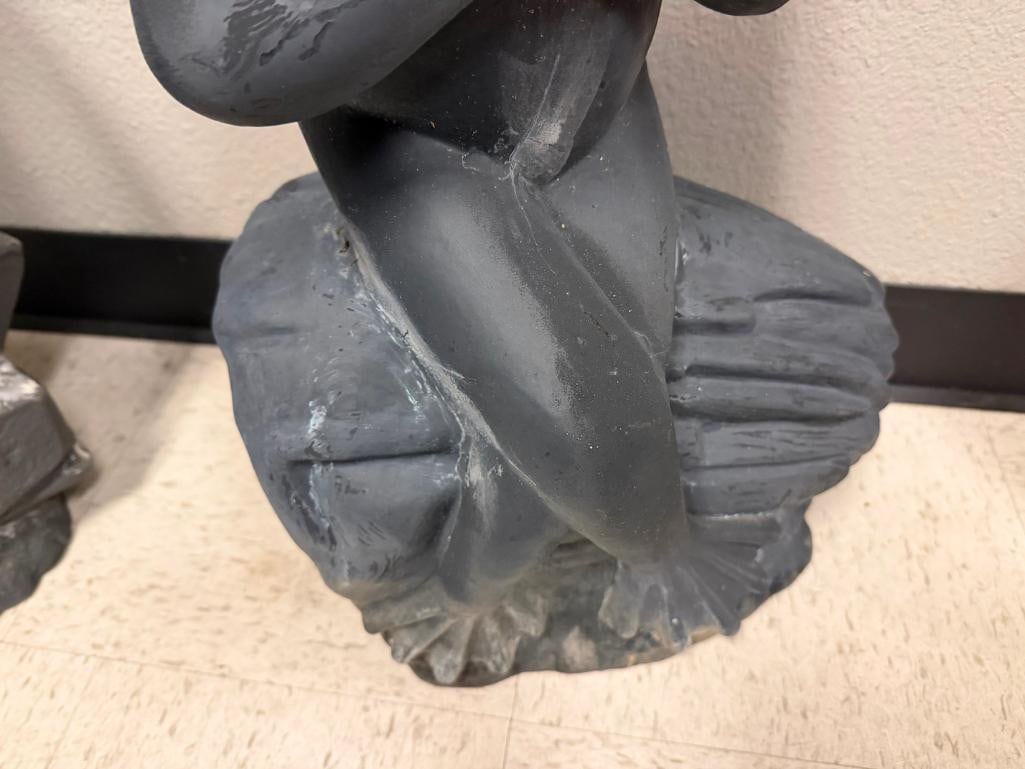 PAIR OF CAST ALUMINUM FIGURAL FROG YARD ART SCULPTURES - 10