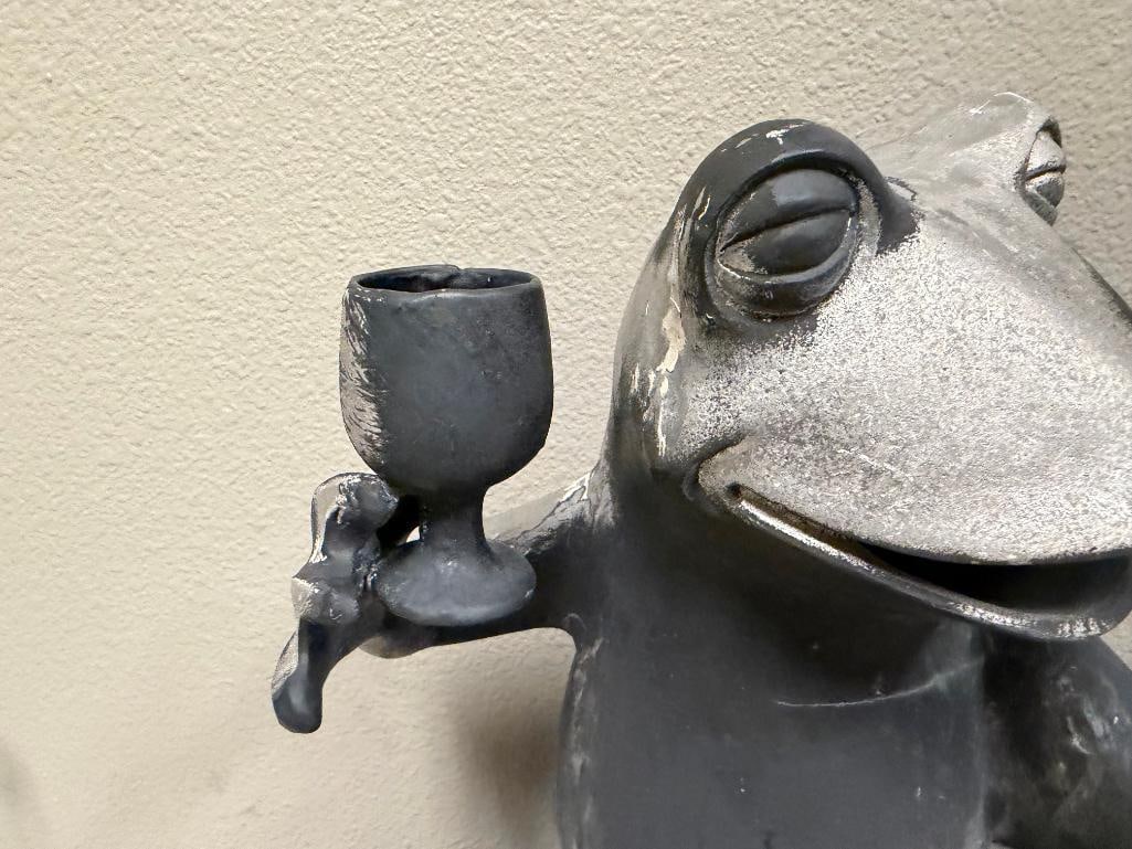 PAIR OF CAST ALUMINUM FIGURAL FROG YARD ART SCULPTURES - 4