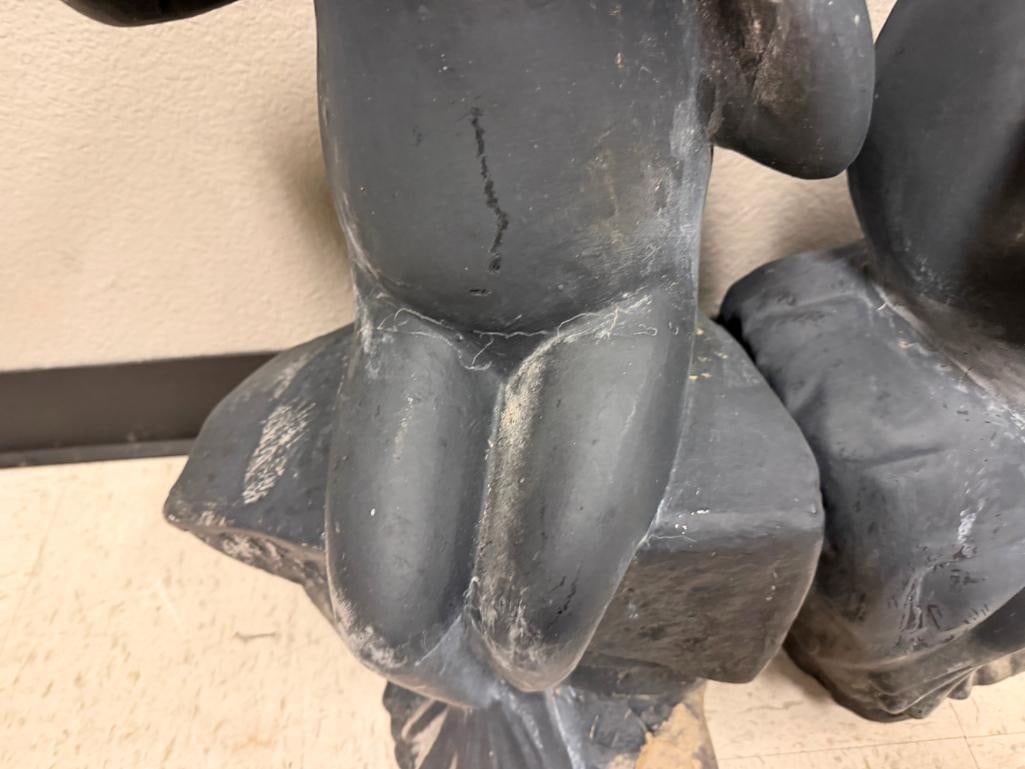 PAIR OF CAST ALUMINUM FIGURAL FROG YARD ART SCULPTURES - 5