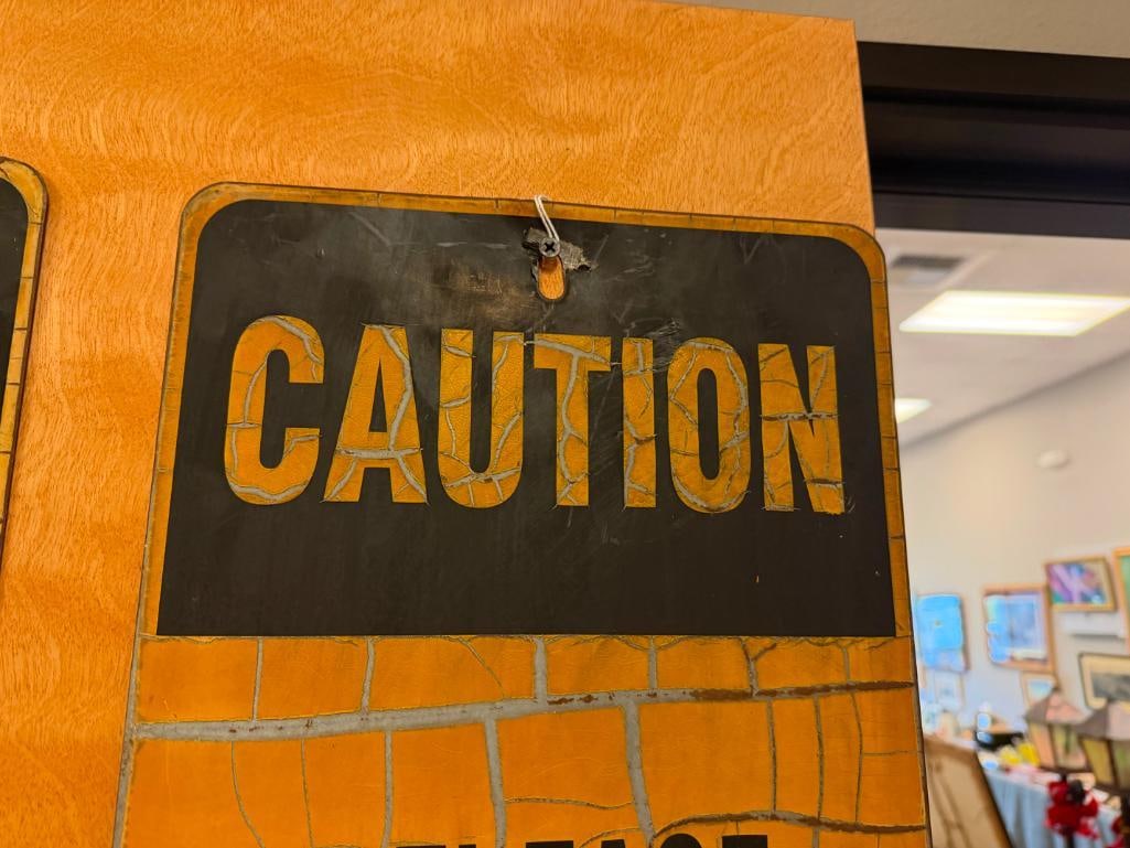 PAIR OF VINTAGE METAL INDUSTRIAL DOCK SAFETY SIGNS MANUFACTURED BY SERCO CORP. - 4