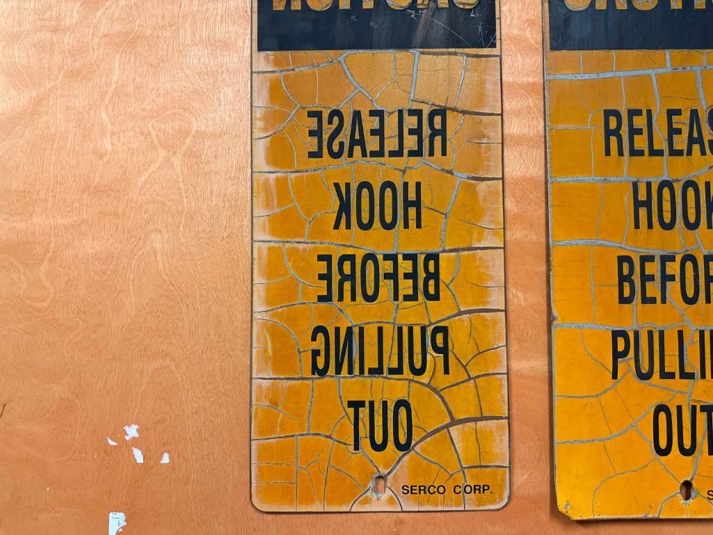 PAIR OF VINTAGE METAL INDUSTRIAL DOCK SAFETY SIGNS MANUFACTURED BY SERCO CORP. - 7