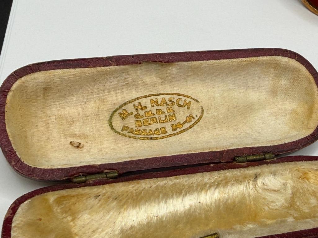 ANTIQUE ART DECO GERMAN ECHT BERNSTEIN AMBER AND 800 SILVER GOLD PLATED CIGAR HOLDER - 7