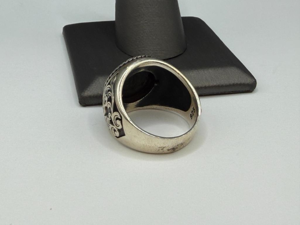 MEN'S STERLING SILVER NAUTICAL MARINER ANCHOR SIGNET RING - 4