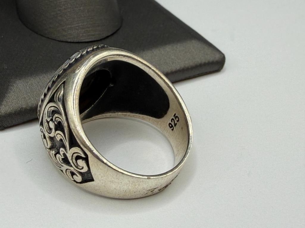 MEN'S STERLING SILVER NAUTICAL MARINER ANCHOR SIGNET RING - 5