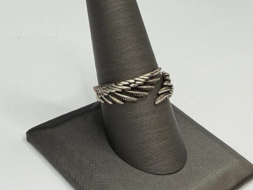 STERLING SILVER FIGURAL WING BYPASS RING - 2