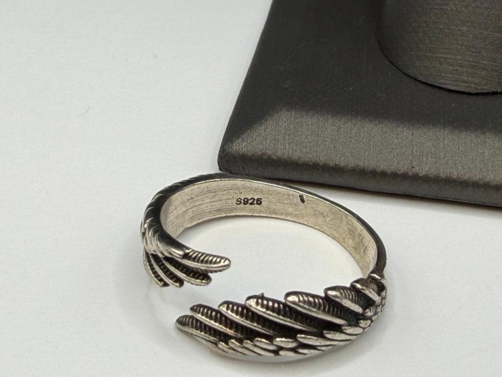 STERLING SILVER FIGURAL WING BYPASS RING - 4