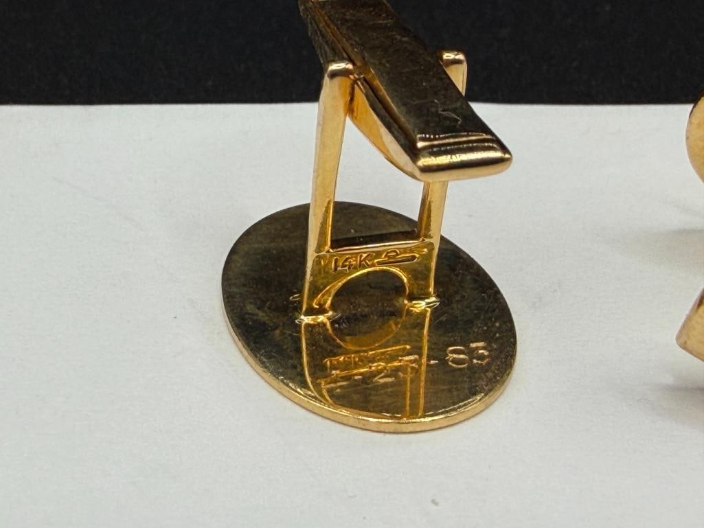 VINTAGE 14K YELLOW GOLD MONOGRAMMED MEN'S CUFF LINKS - 5