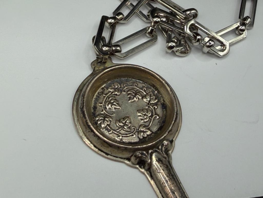 VINTAGE REED & BARTON STERLING SILVER " WINE TASTER'S KEY CIRCA 1880 " FIGURAL KEY PENDANT - 3