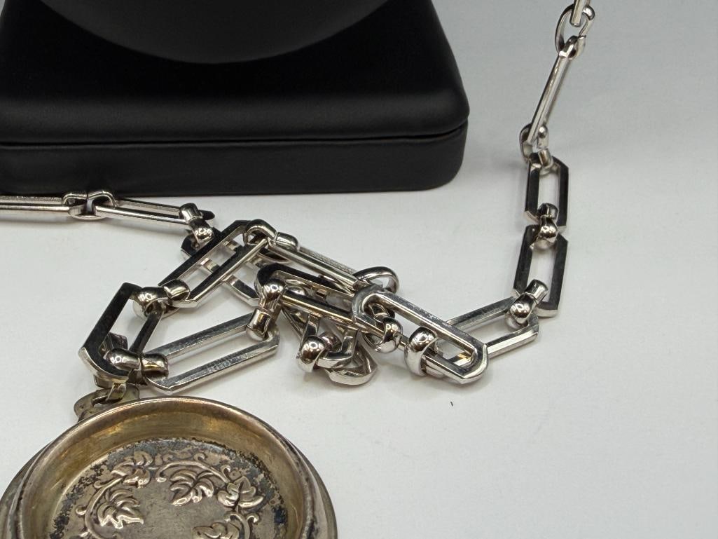 VINTAGE REED & BARTON STERLING SILVER " WINE TASTER'S KEY CIRCA 1880 " FIGURAL KEY PENDANT - 5