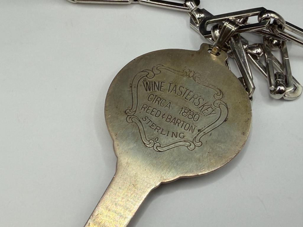 VINTAGE REED & BARTON STERLING SILVER " WINE TASTER'S KEY CIRCA 1880 " FIGURAL KEY PENDANT - 6