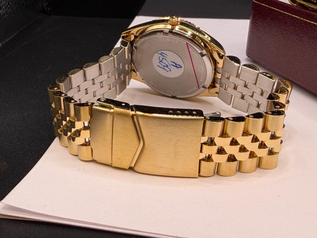 MEN'S BOLAIR MASONIC GOLD TONE STAINLESS STEEL U.S.A. MADE WRISTWATCH MADE FROM SWISS PARTS - 5