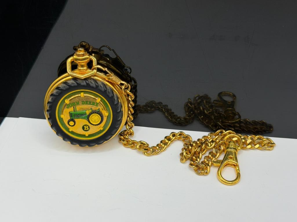 FRANKLIN MINT JOHN DEERE TRACTOR POCKET WATCH - 2