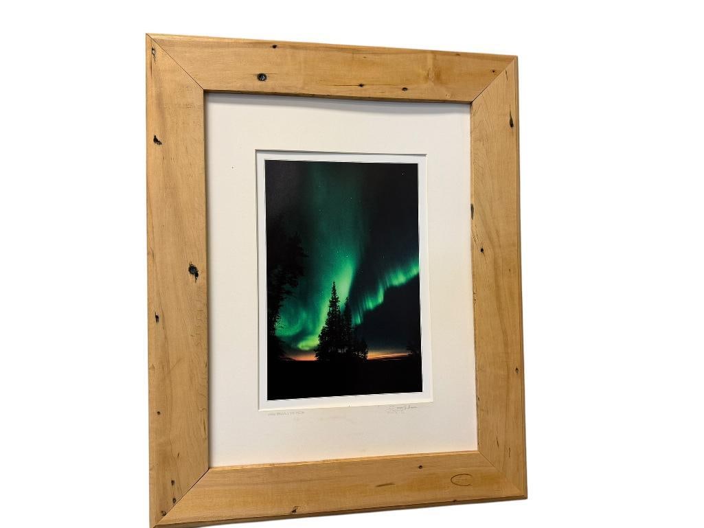STEPHEN G. MAKA NORTHEAST ARTIST PHOTOGRAPH AURORA BOREALIS & URSA MAJOR (NORTHERN LIGHTS): PHOTO DEPICTS VIBRANT DISPLAY OF NORTHERN LIGHTS GLOWING, SIGNED LOWER RIGHT, FRAMED 23" X 29" FRAME