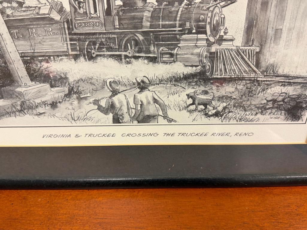 ANDREW SAAR AND LYLE V. BALL NEVADA ARTISTS BLACK AND WHITE LOCOMOTIVE PRINTS - 11